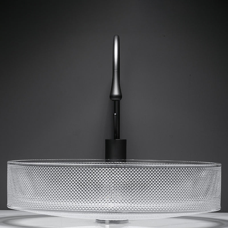 Modern Clear Wash Stand Glass Trough Bathroom Sink for Bathroom