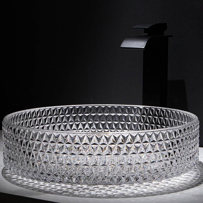 Modern Clear Wash Stand Glass Trough Bathroom Sink for Bathroom