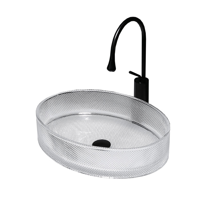 Modern Clear Wash Stand Glass Trough Bathroom Sink for Bathroom