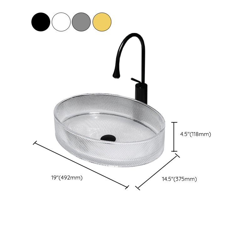 Modern Clear Wash Stand Glass Trough Bathroom Sink for Bathroom