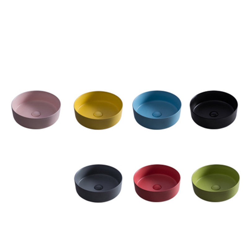 Round Modern Bathroom Sink Porcelain Vessel Bathroom Sink for Home(Faucet Not Included)
