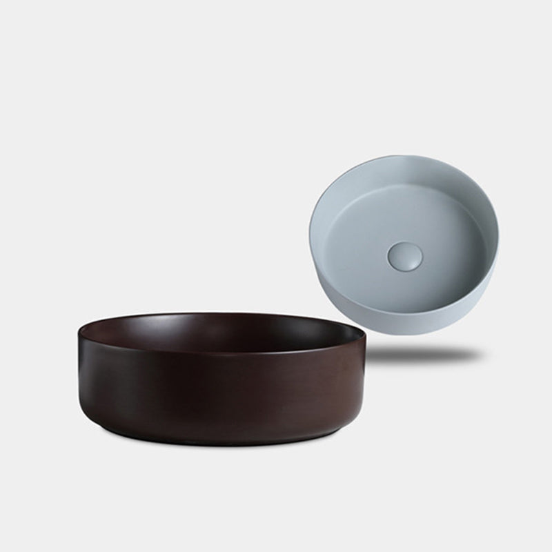 Round Modern Bathroom Sink Porcelain Vessel Bathroom Sink for Home(Faucet Not Included)