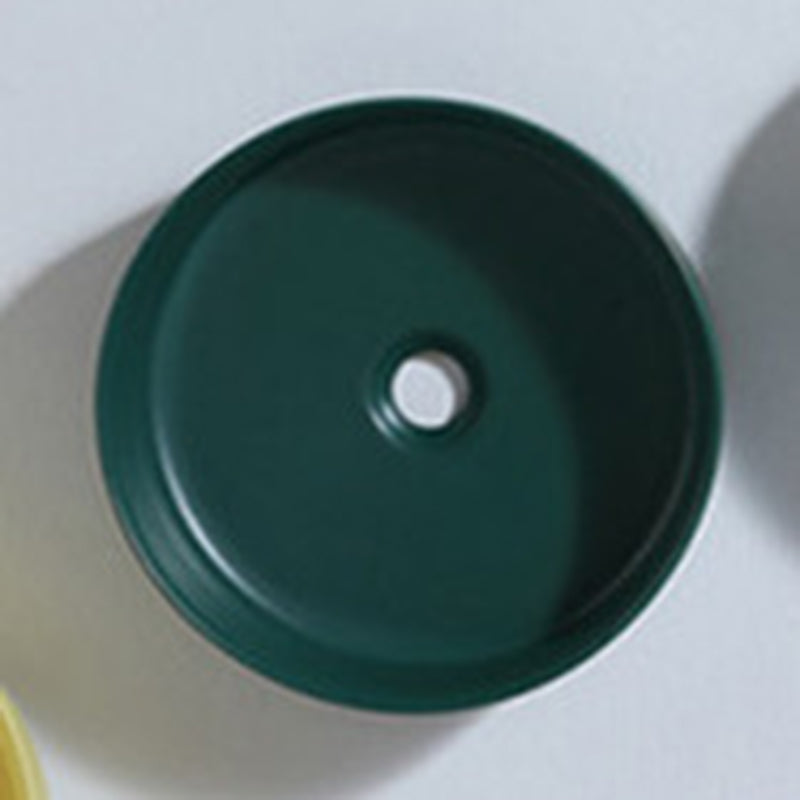 Round Modern Bathroom Sink Porcelain Vessel Bathroom Sink for Home(Faucet Not Included)