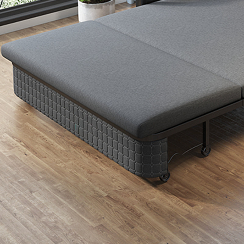 Cotton Blend Modern Square Arm Sofa Bed in Grey with Storage