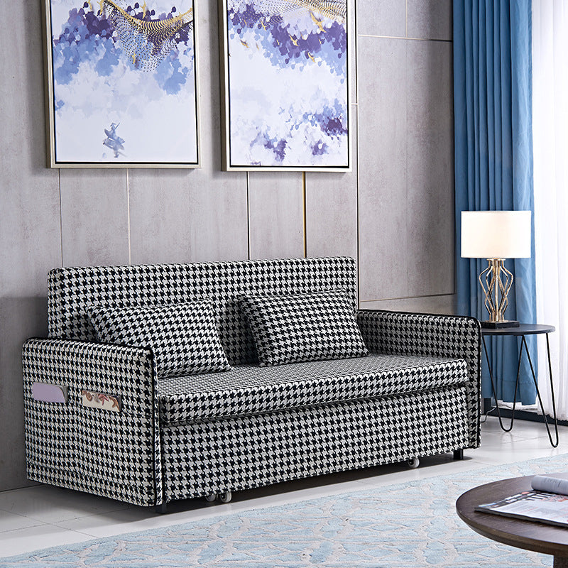 30.70"  Wide Linen Convertible Sofa Storage Sleeper Sofa Bed in Black and White
