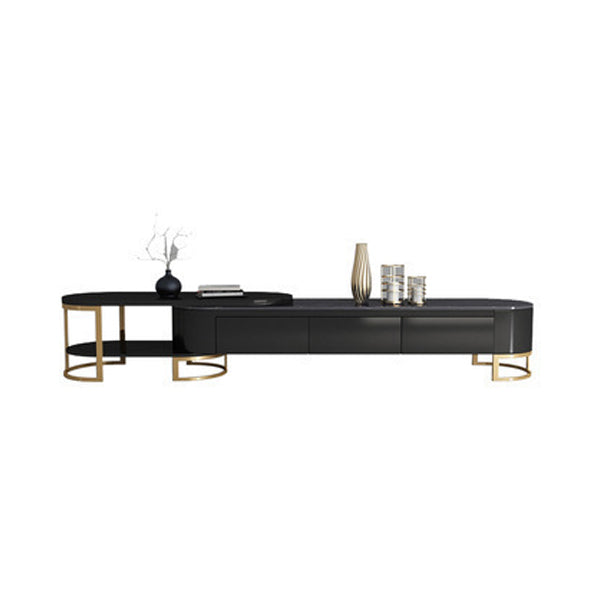 Glam TV Media Stand Open Shelving TV Stand Console with Drawers