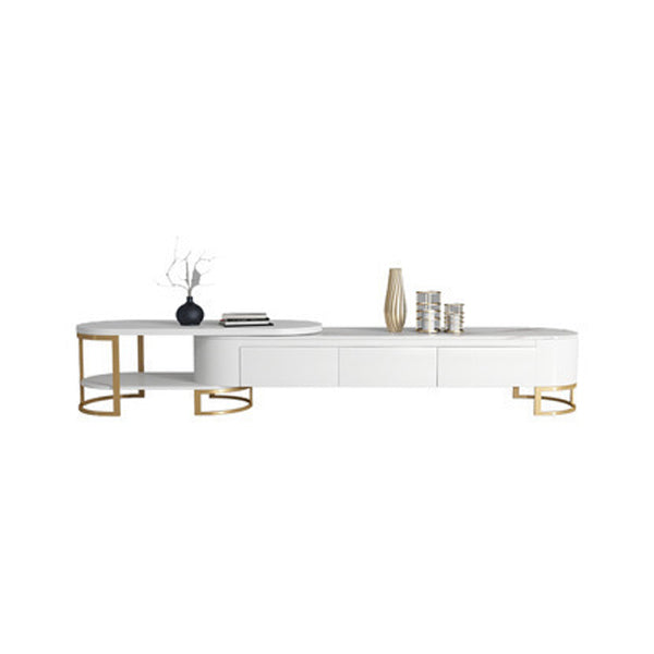 Glam TV Media Stand Open Shelving TV Stand Console with Drawers