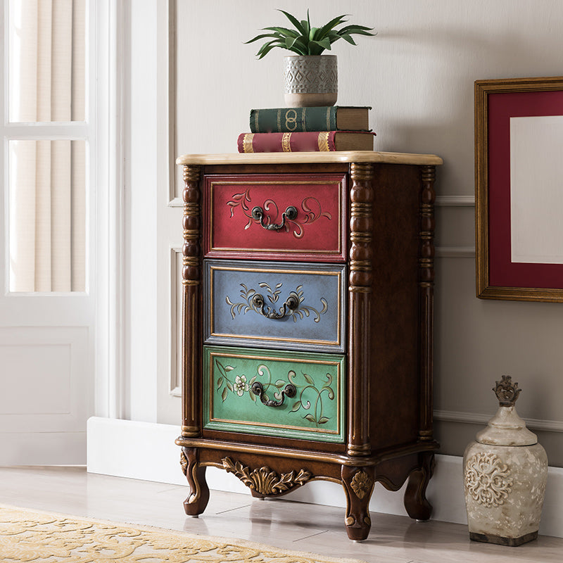 Traditional Vertical Storage Chest Bedroom Chest in Brown with 3 Drawers