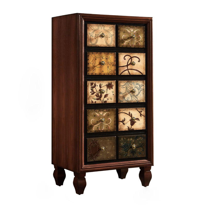 Traditional Solid Wood Storage Chest Bedroom Chest in Brown with Drawers