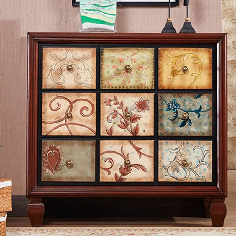 Traditional Solid Wood Storage Chest Bedroom Chest in Brown with Drawers