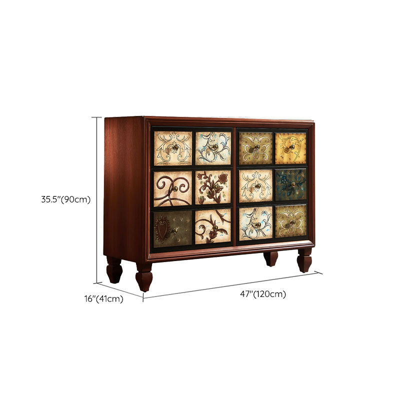 Traditional Solid Wood Storage Chest Bedroom Chest in Brown with Drawers