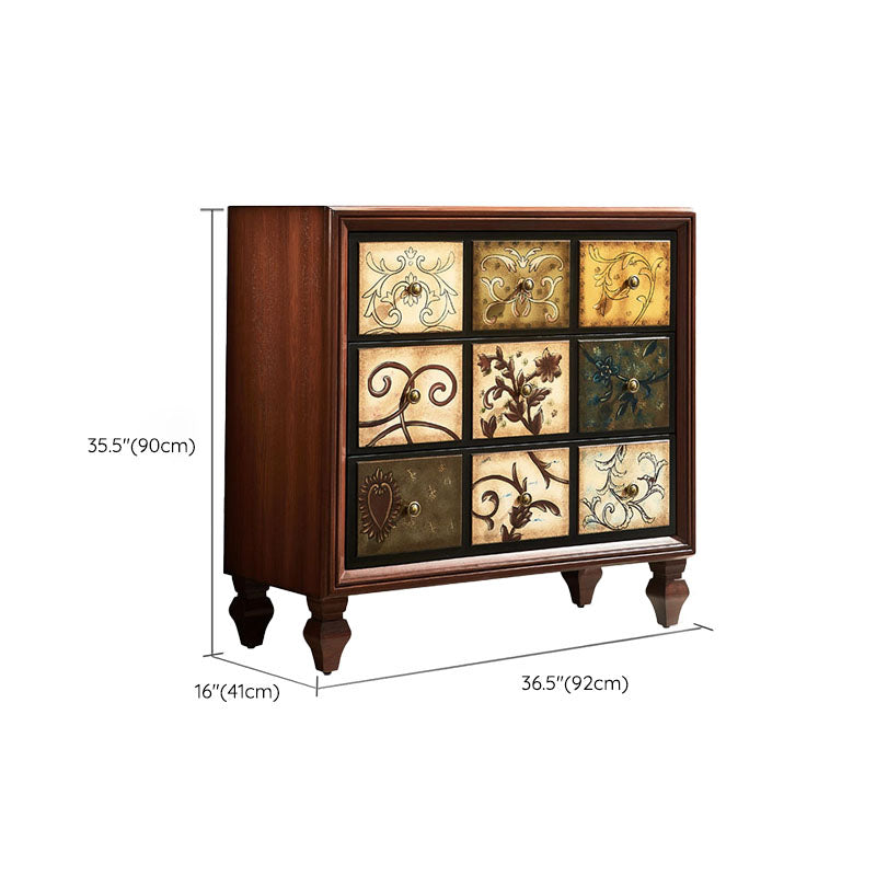 Traditional Solid Wood Storage Chest Bedroom Chest in Brown with Drawers