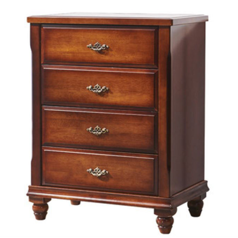 Traditional Bedroom Rubber Wood Storage Chest Vertical Chest with Drawers