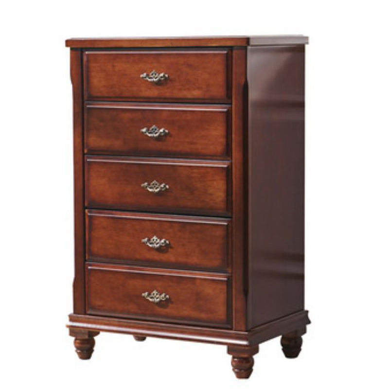 Traditional Bedroom Rubber Wood Storage Chest Vertical Chest with Drawers