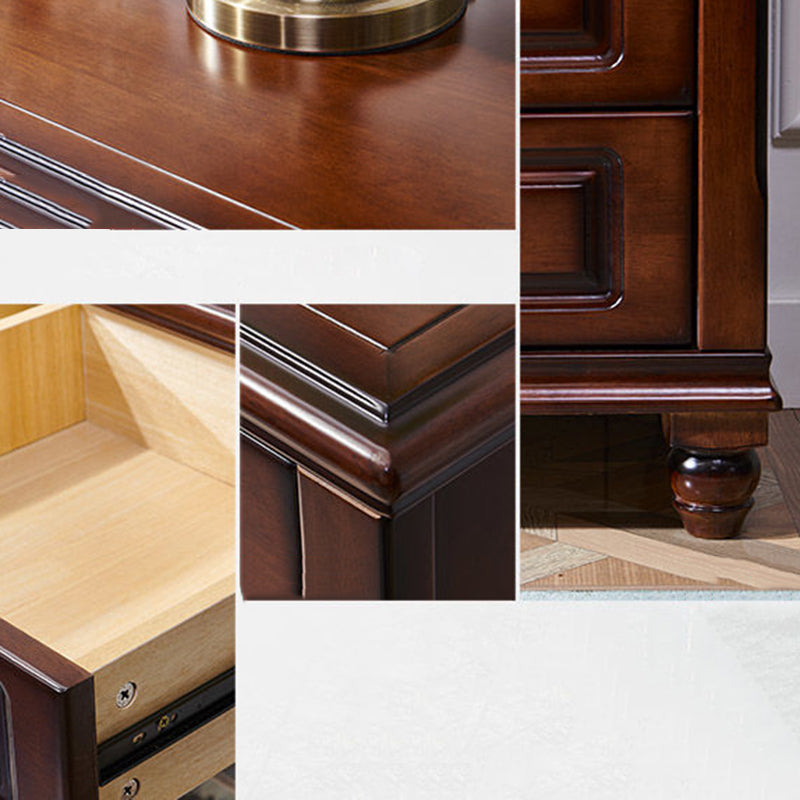 Traditional Bedroom Rubber Wood Storage Chest Vertical Chest with Drawers