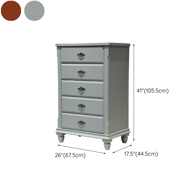 Traditional Bedroom Rubber Wood Storage Chest Vertical Chest with Drawers