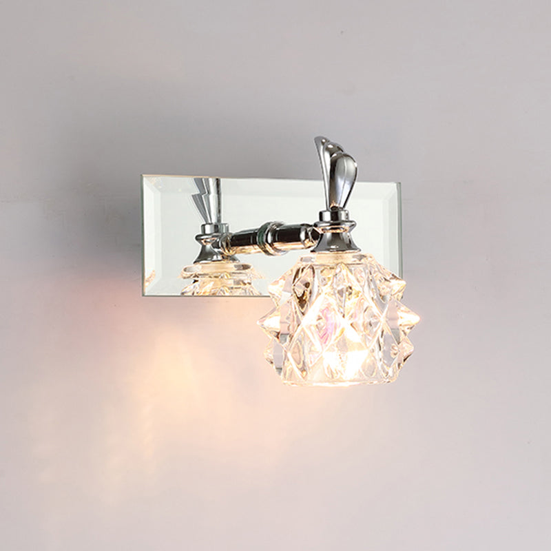 1 / 2 / 3 / 4 - Light Chrome Bath Lighting Glass Shade Adjustable Bath Sconce