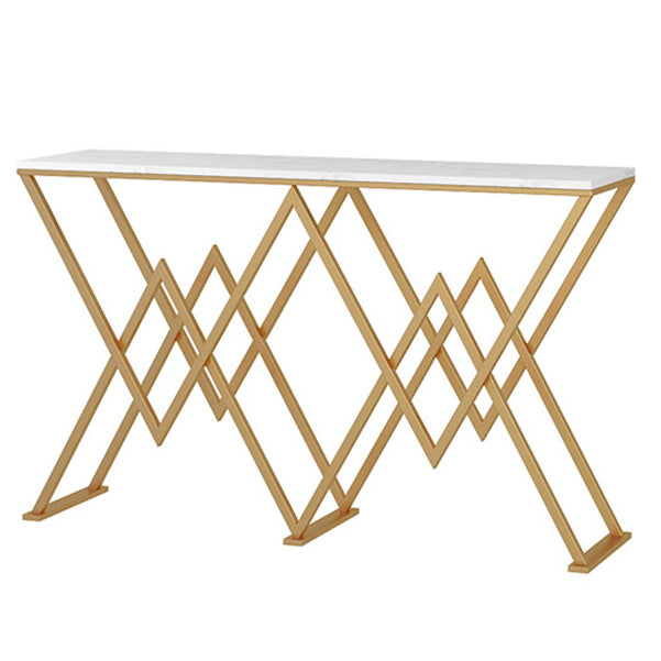 Contemporary Console Accent Table Antique Finish Rectangle Console Sofa Table in Marble