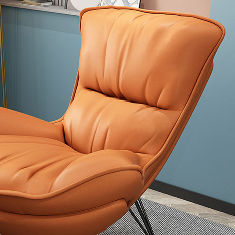 Modern Glider Chair Solid Color Faux Leather Rocking Chair with Cushions