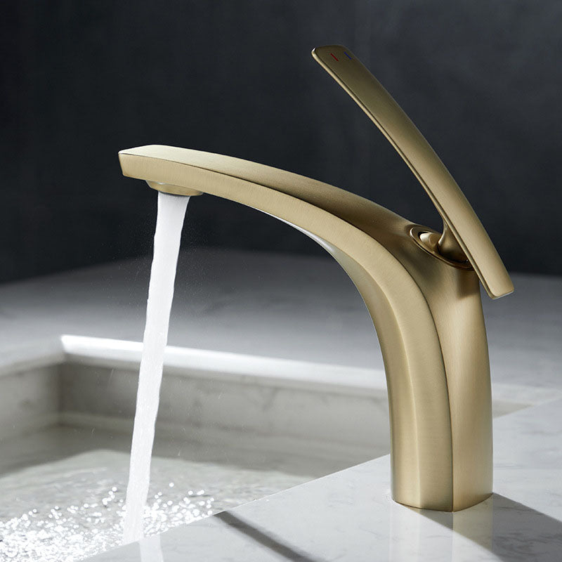 Modern Copper Vessel Faucet Lever Handles Low Arc Vessel Faucet for Bathroom