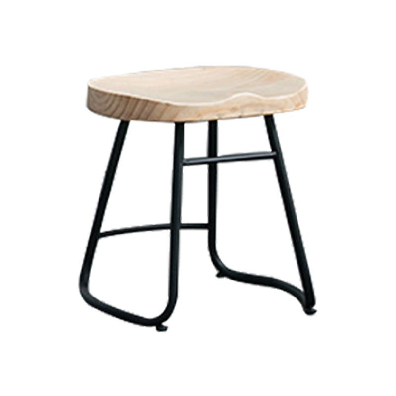 Industrial Counter Bar Stool Natural Solid Wood and Metal Saddle Seat Counter Chair