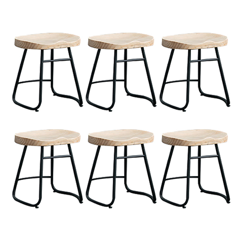Industrial Counter Bar Stool Natural Solid Wood and Metal Saddle Seat Counter Chair
