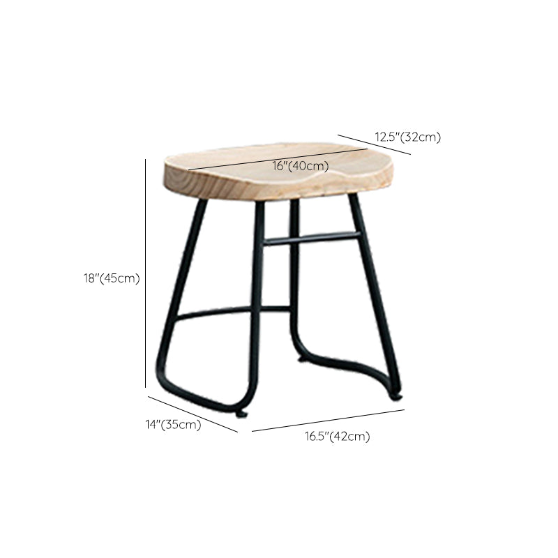 Industrial Counter Bar Stool Natural Solid Wood and Metal Saddle Seat Counter Chair