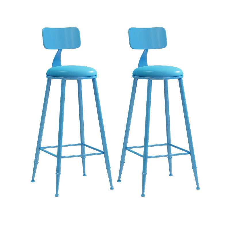 Nordic Armless Backrest Counter Stool Iron Couture Bar Stool with Cushion and Pedal