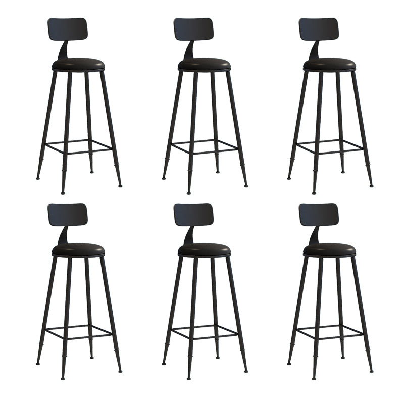 Nordic Armless Backrest Counter Stool Iron Couture Bar Stool with Cushion and Pedal