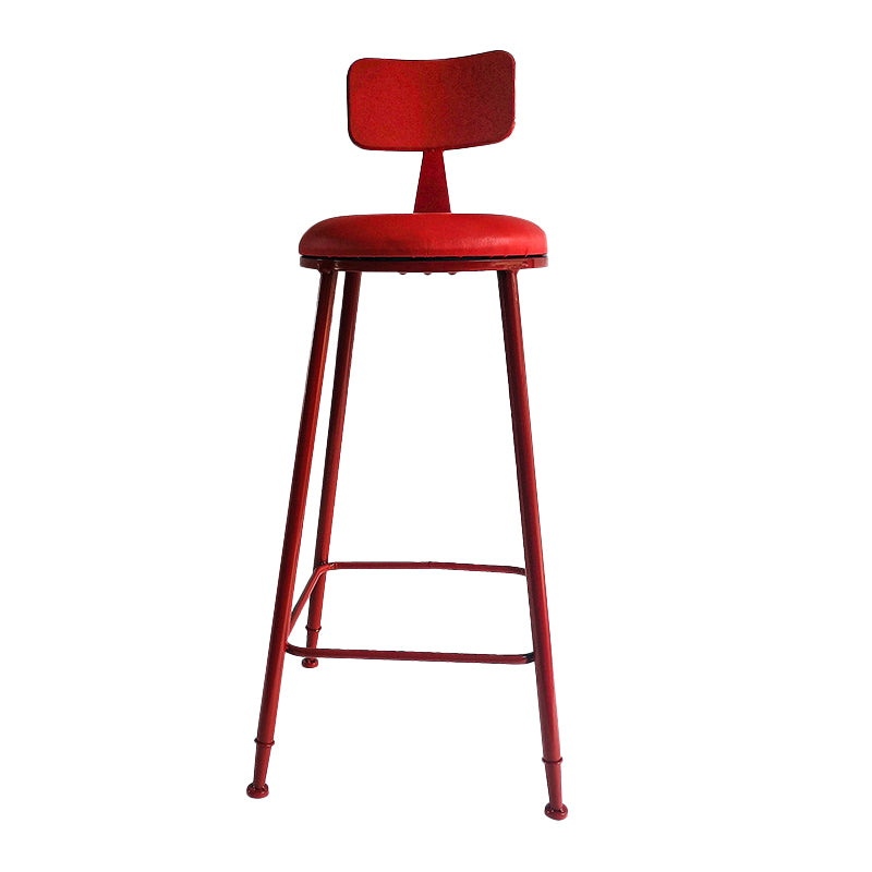 Nordic Armless Backrest Counter Stool Iron Couture Bar Stool with Cushion and Pedal