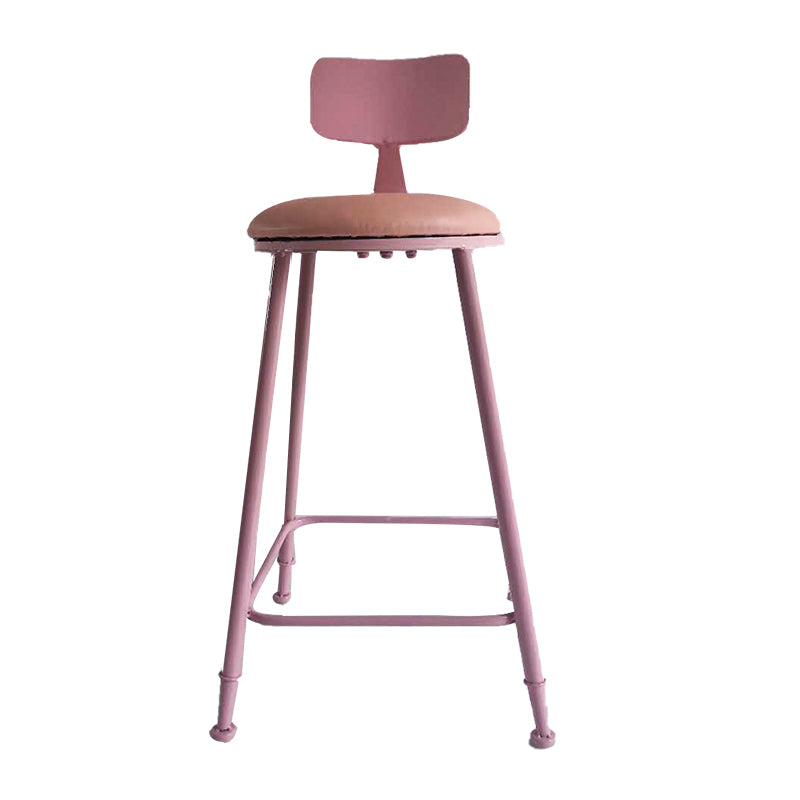 Nordic Armless Backrest Counter Stool Iron Couture Bar Stool with Cushion and Pedal