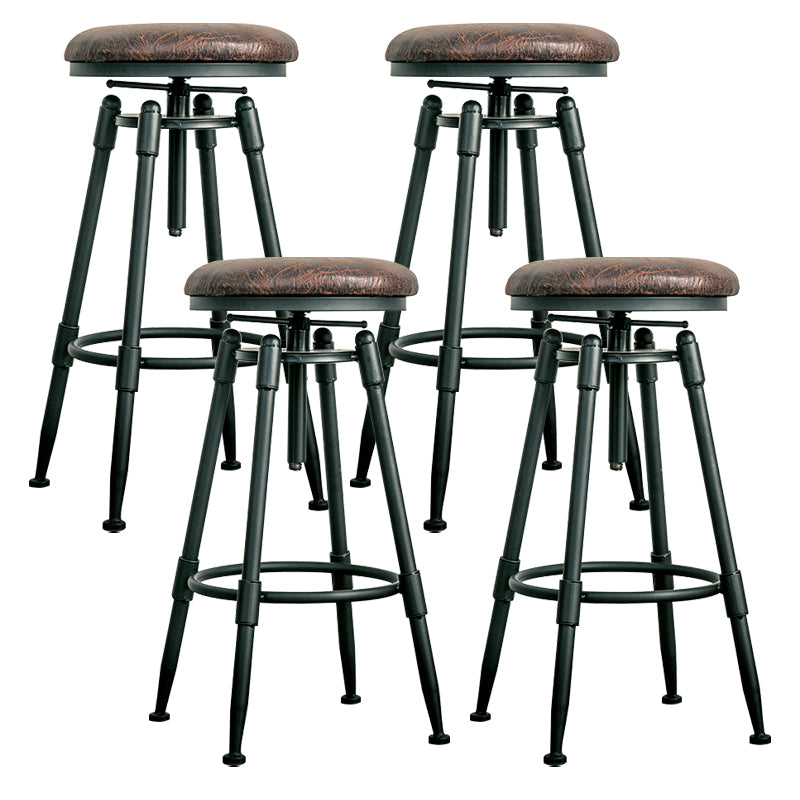 Modern Armless Rotatable Counter Stool Iron Bar Stool with Pedal
