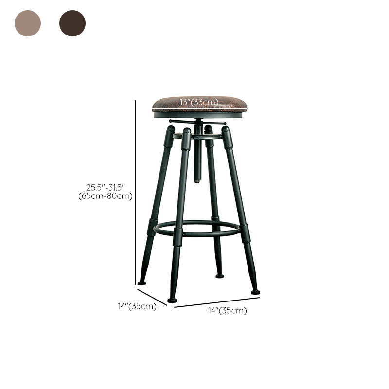 Modern Armless Rotatable Counter Stool Iron Bar Stool with Pedal