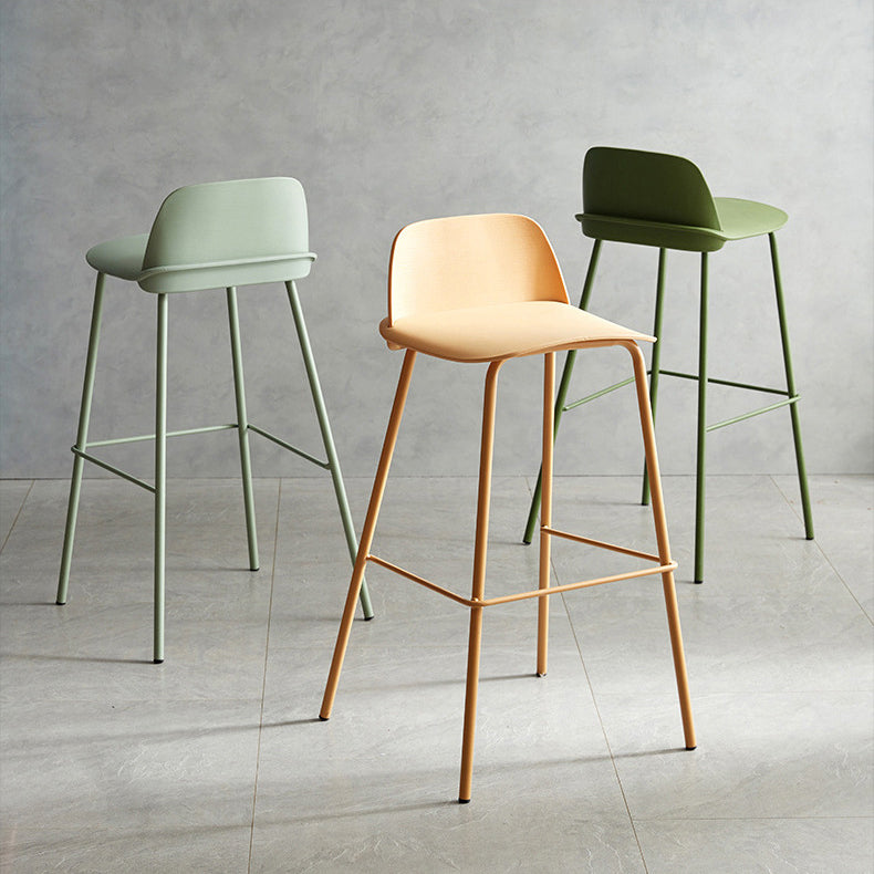 Plastic Stool Contemporary Low Back Bar Height Stool with Metal Legs