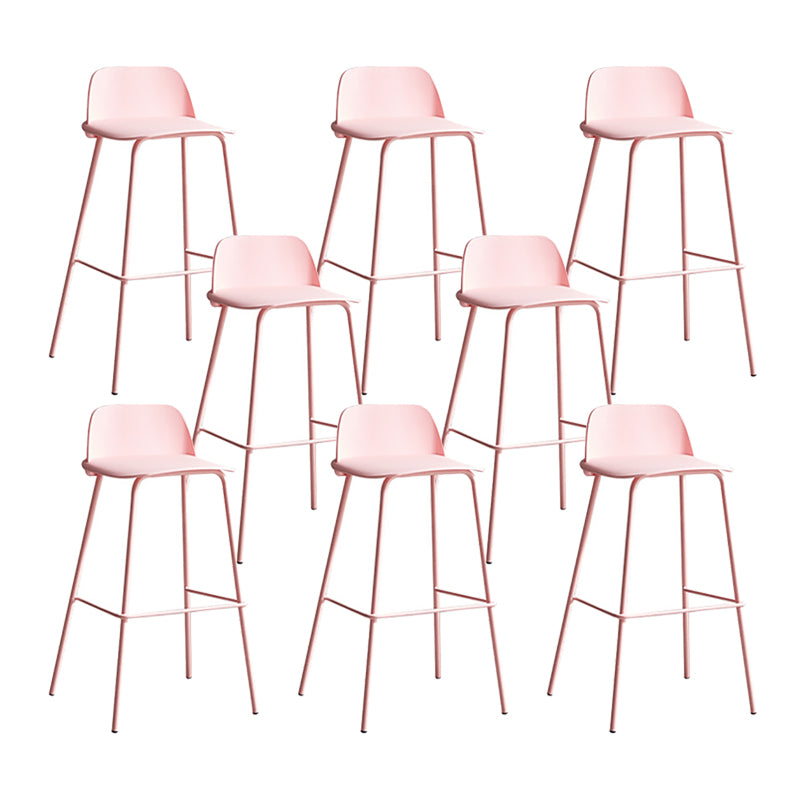 Plastic Stool Contemporary Low Back Bar Height Stool with Metal Legs