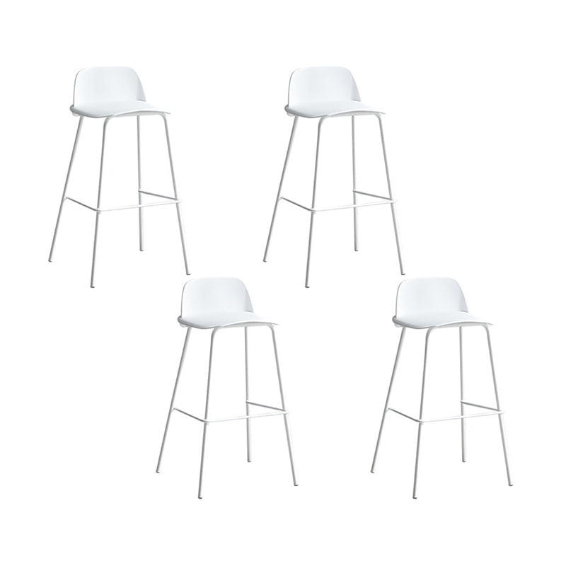 Plastic Stool Contemporary Low Back Bar Height Stool with Metal Legs