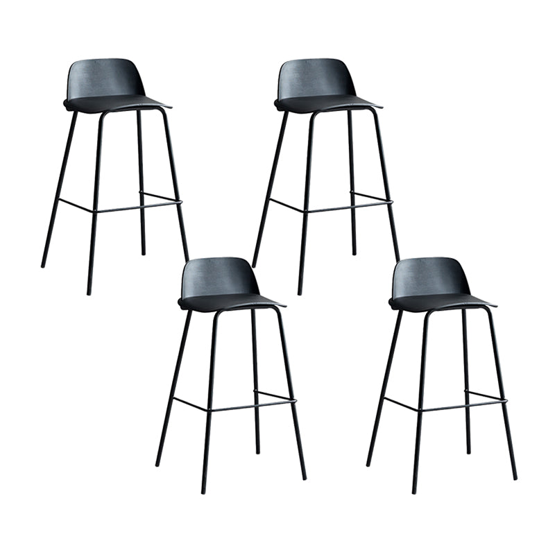 Plastic Stool Contemporary Low Back Bar Height Stool with Metal Legs