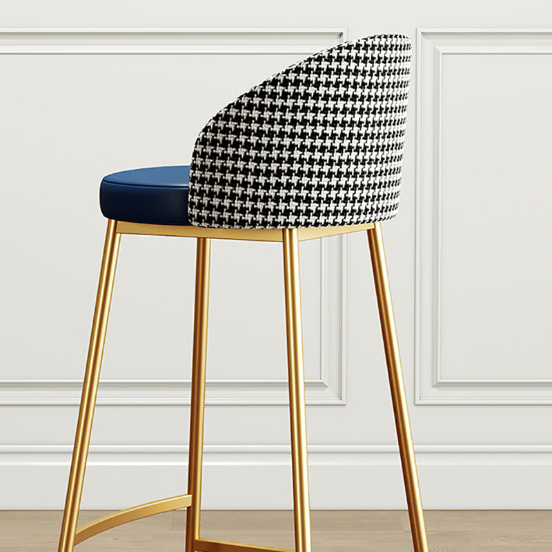 Glam Bucket Leather Counter-height Stool Footrest Indoor Bar and Counter Stool