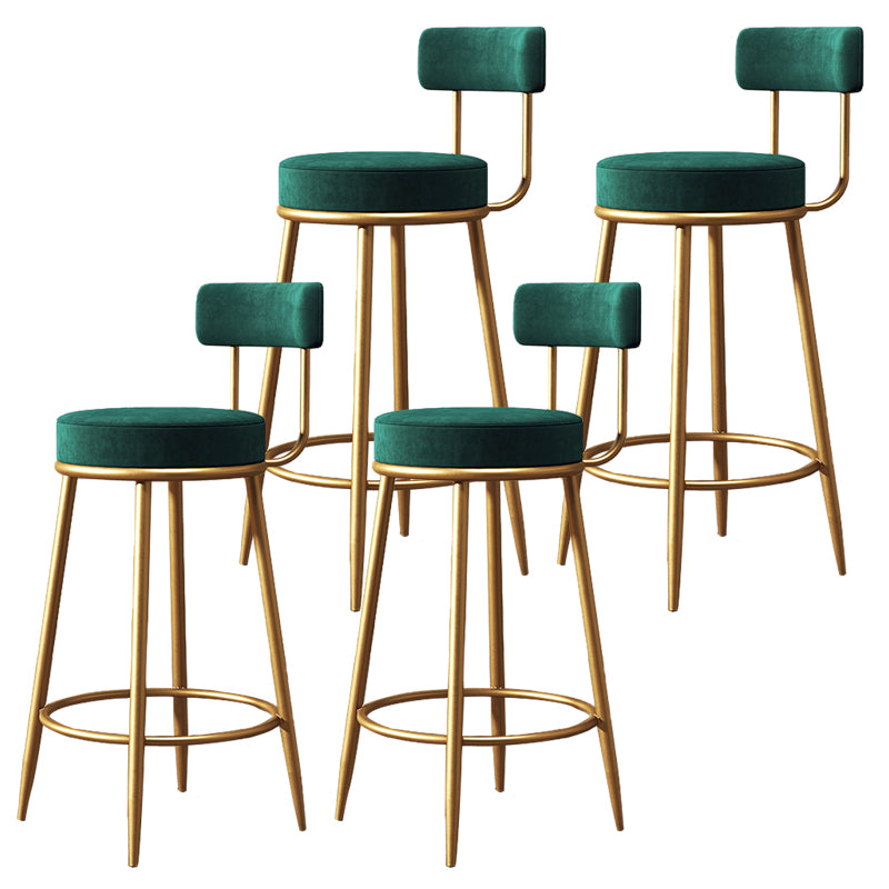 Glam Round Indoor Counter Chair Footrest Upholstered Low Back Dining Stool