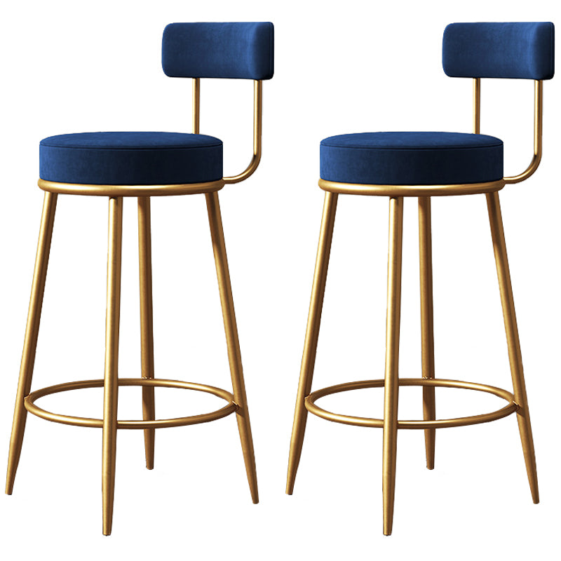 Glam Round Indoor Counter Chair Footrest Upholstered Low Back Dining Stool