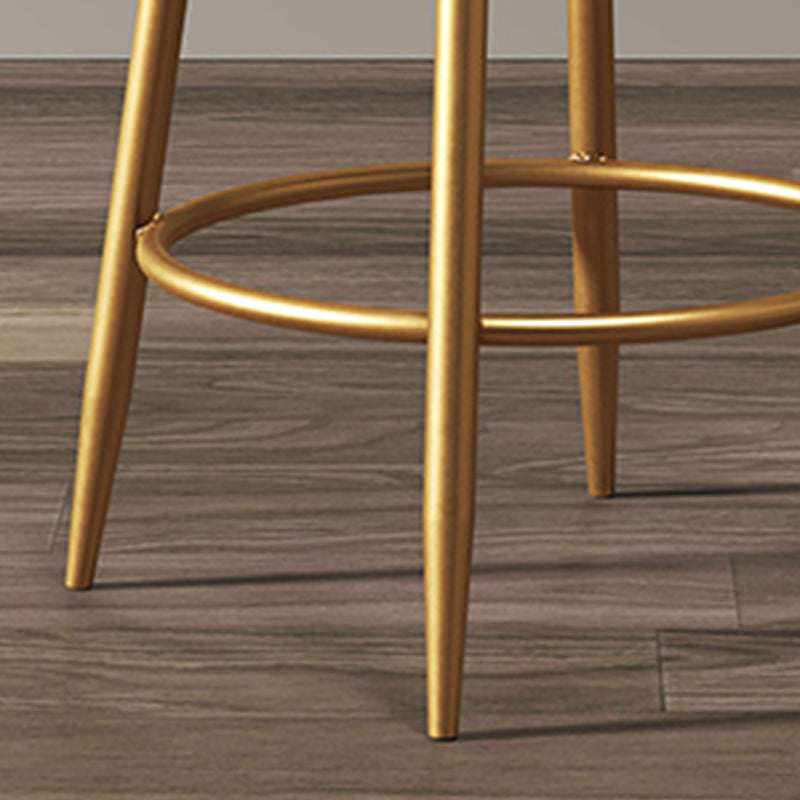 Glam Round Indoor Counter Chair Footrest Upholstered Low Back Dining Stool
