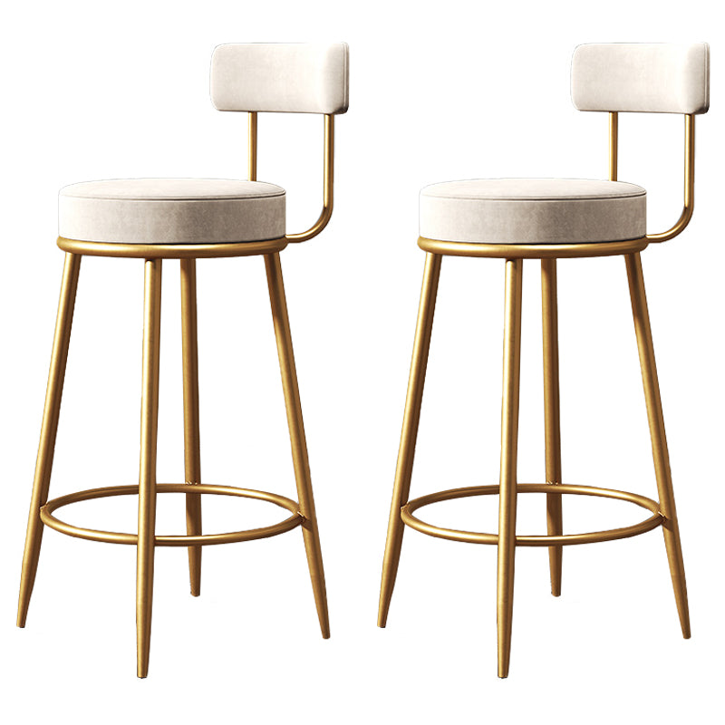 Glam Round Indoor Counter Chair Footrest Upholstered Low Back Dining Stool