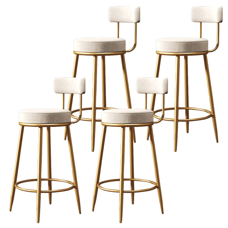 Glam Round Indoor Counter Chair Footrest Upholstered Low Back Dining Stool