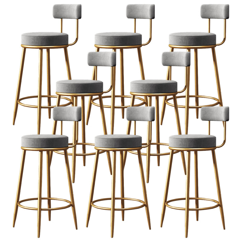 Glam Round Indoor Counter Chair Footrest Upholstered Low Back Dining Stool
