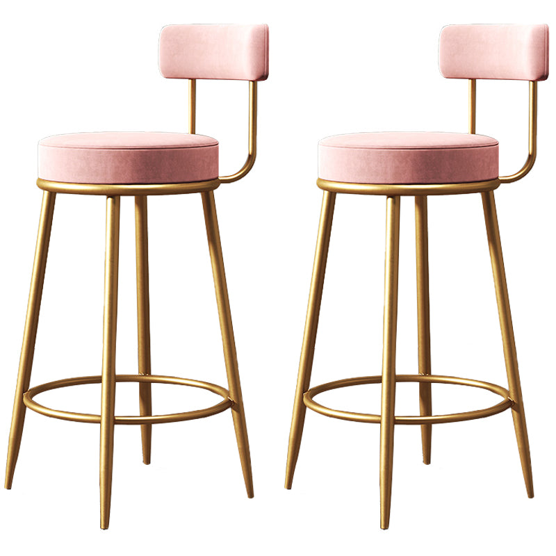 Glam Round Indoor Counter Chair Footrest Upholstered Low Back Dining Stool