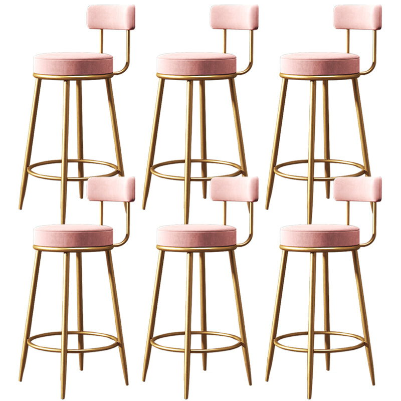 Glam Round Indoor Counter Chair Footrest Upholstered Low Back Dining Stool