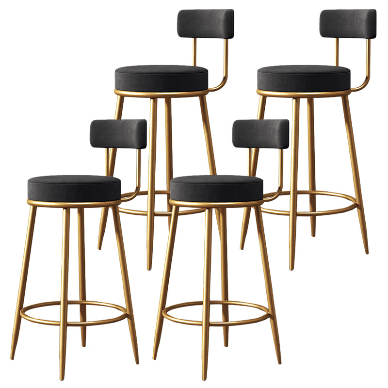 Glam Round Indoor Counter Chair Footrest Upholstered Low Back Dining Stool