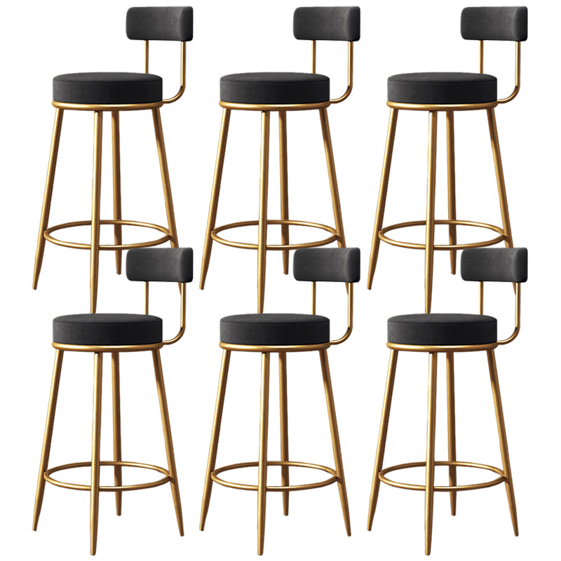 Glam Round Indoor Counter Chair Footrest Upholstered Low Back Dining Stool