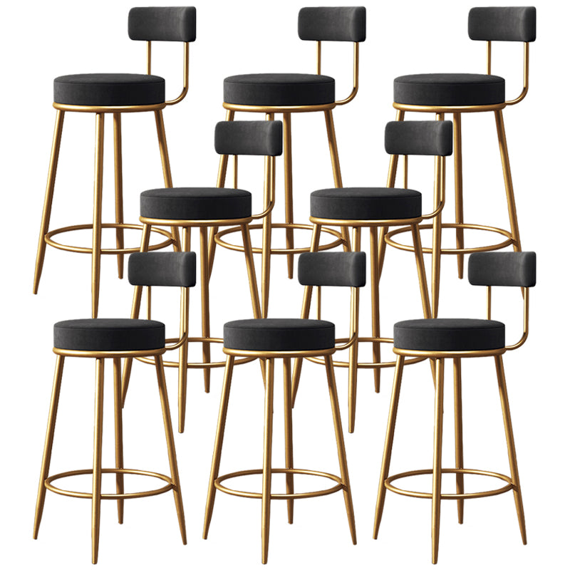 Glam Round Indoor Counter Chair Footrest Upholstered Low Back Dining Stool