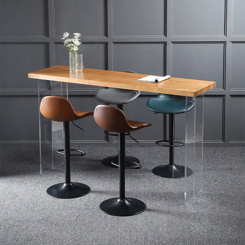 Scandinavian Adjustable Height Bar Stool Faux Leather Footrest Bar Stool